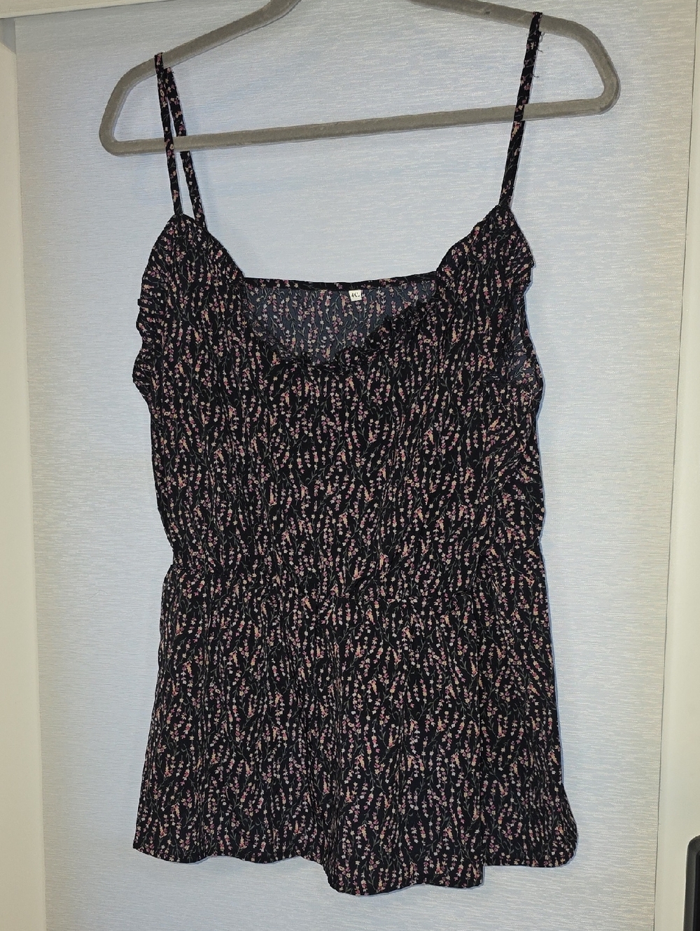 Floral Smocked Black & Pink Cami Top